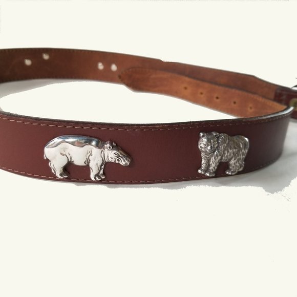 WOMEN LEATHER BELT BRASS BUCKLE, 8 BRASS ANIMALS main image 9